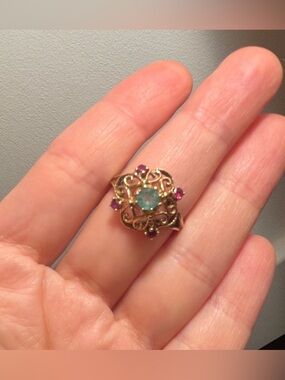 Vintage 14k Emerald and Ruby Ring, 8